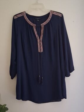 Signature Studio Navy Tunic with Embroidered Trim